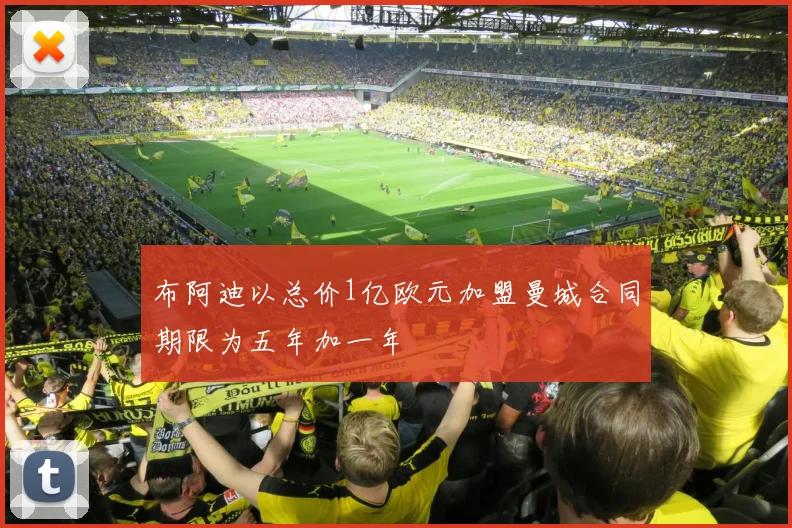 布阿迪以总价1亿欧元加盟曼城合同期限为五年加一年